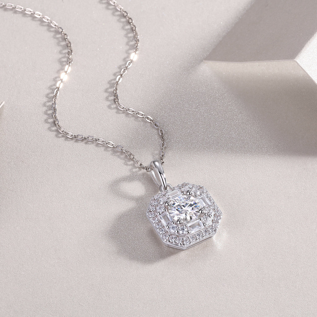 Cordelia Silver and Moissanite Pendant Necklace
