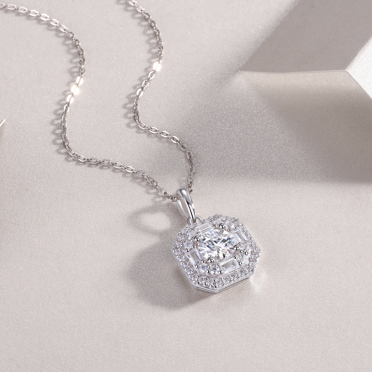 Cordelia Silver and Moissanite Pendant Necklace