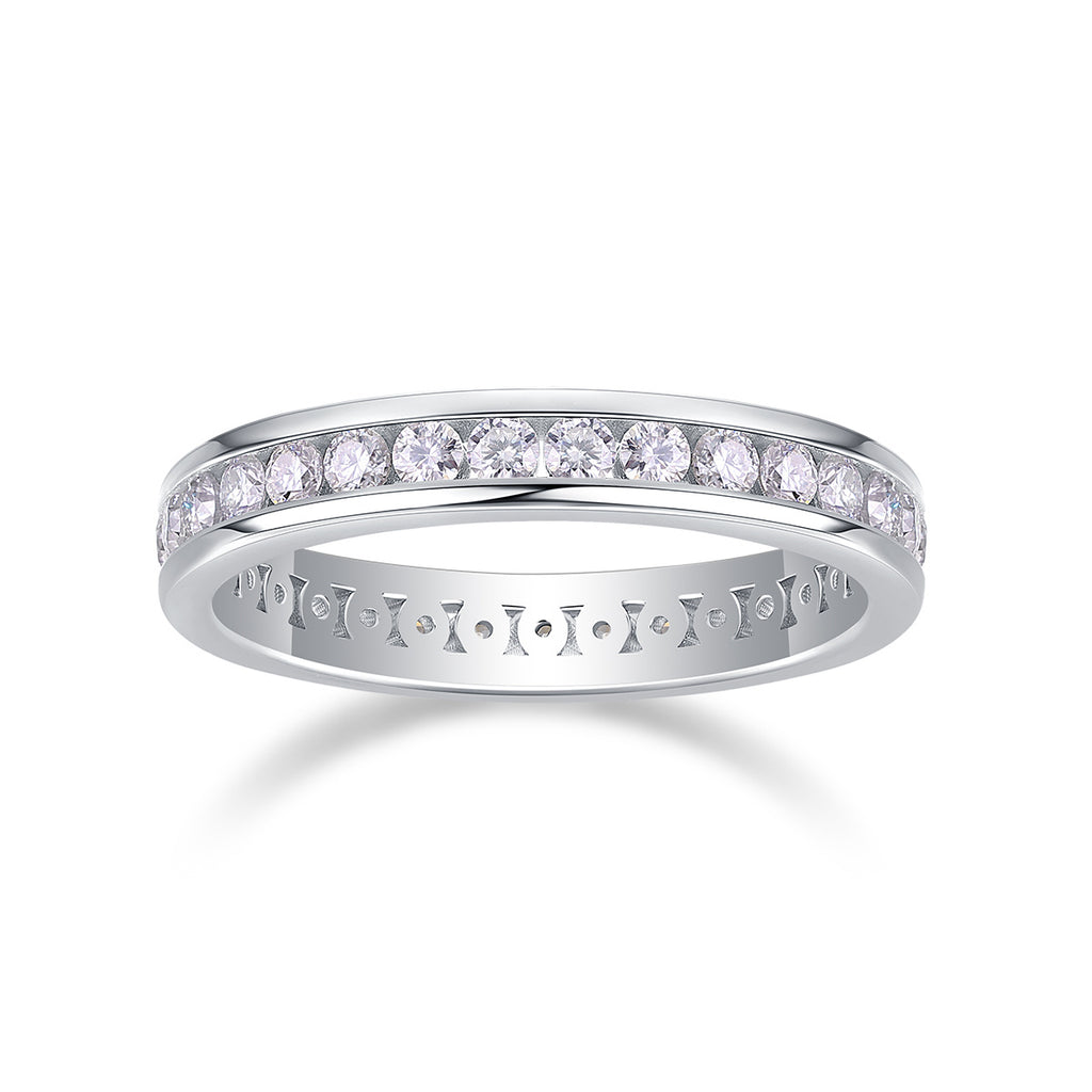 Jaqueline Silver and Moissanite Pave Ring