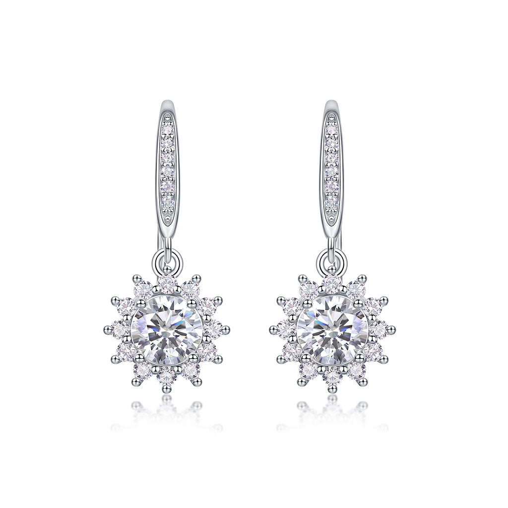 Allegra Sterling Silver and Moissanite Floral Earrings