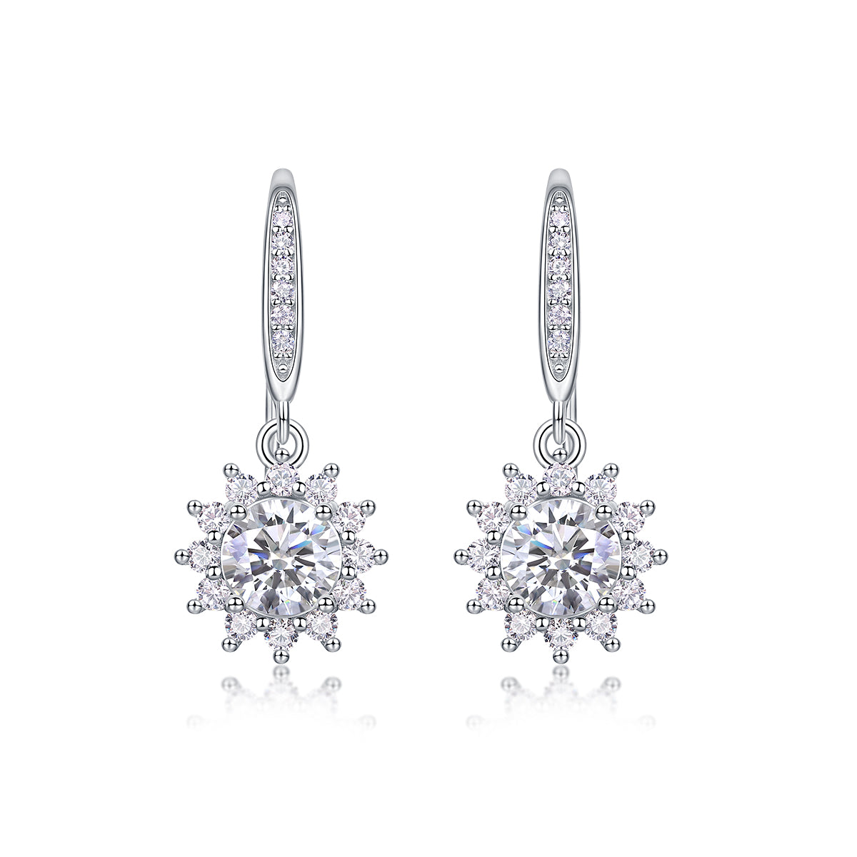 Allegra Sterling Silver and Moissanite Floral Earrings