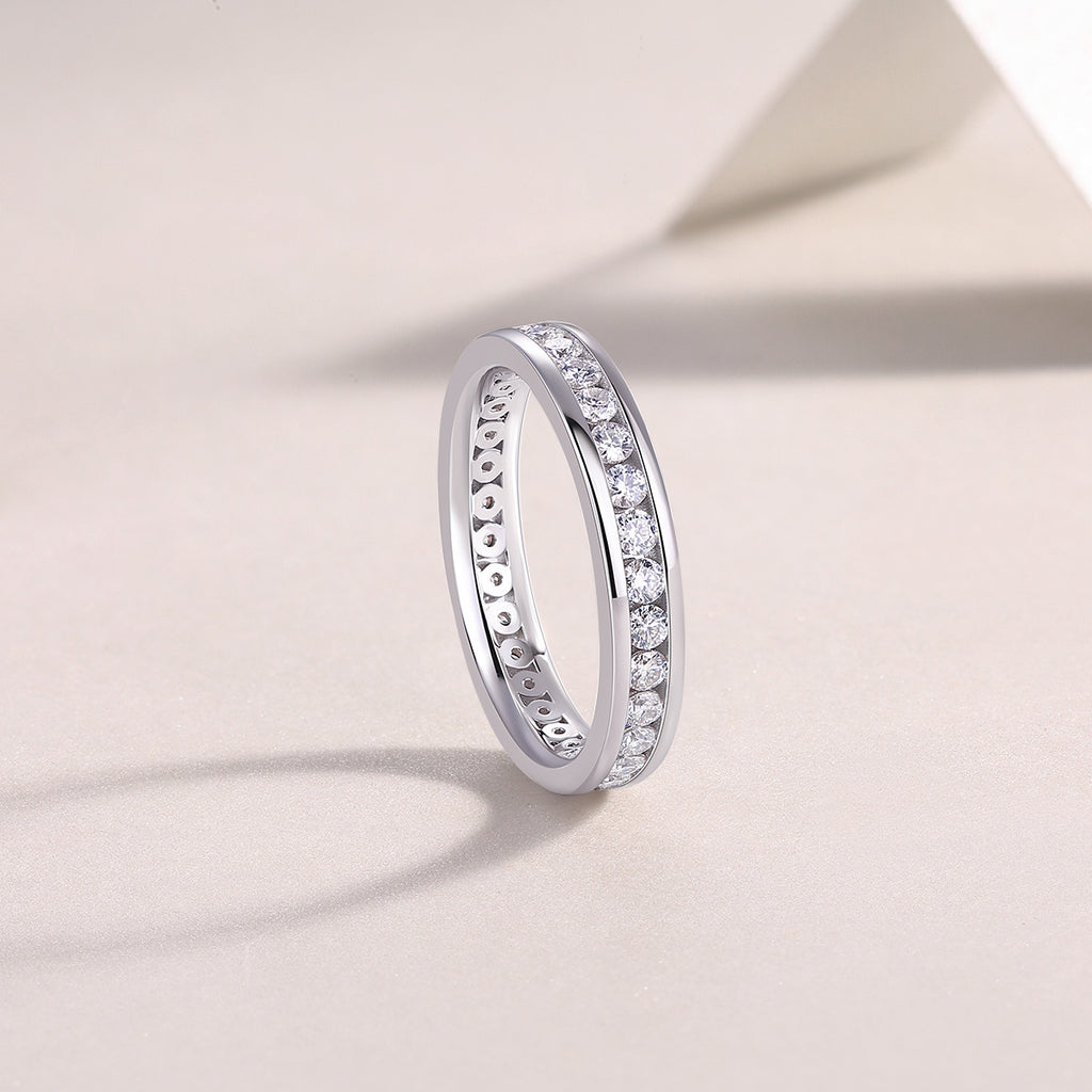 Jaqueline Silver and Moissanite Pave Ring