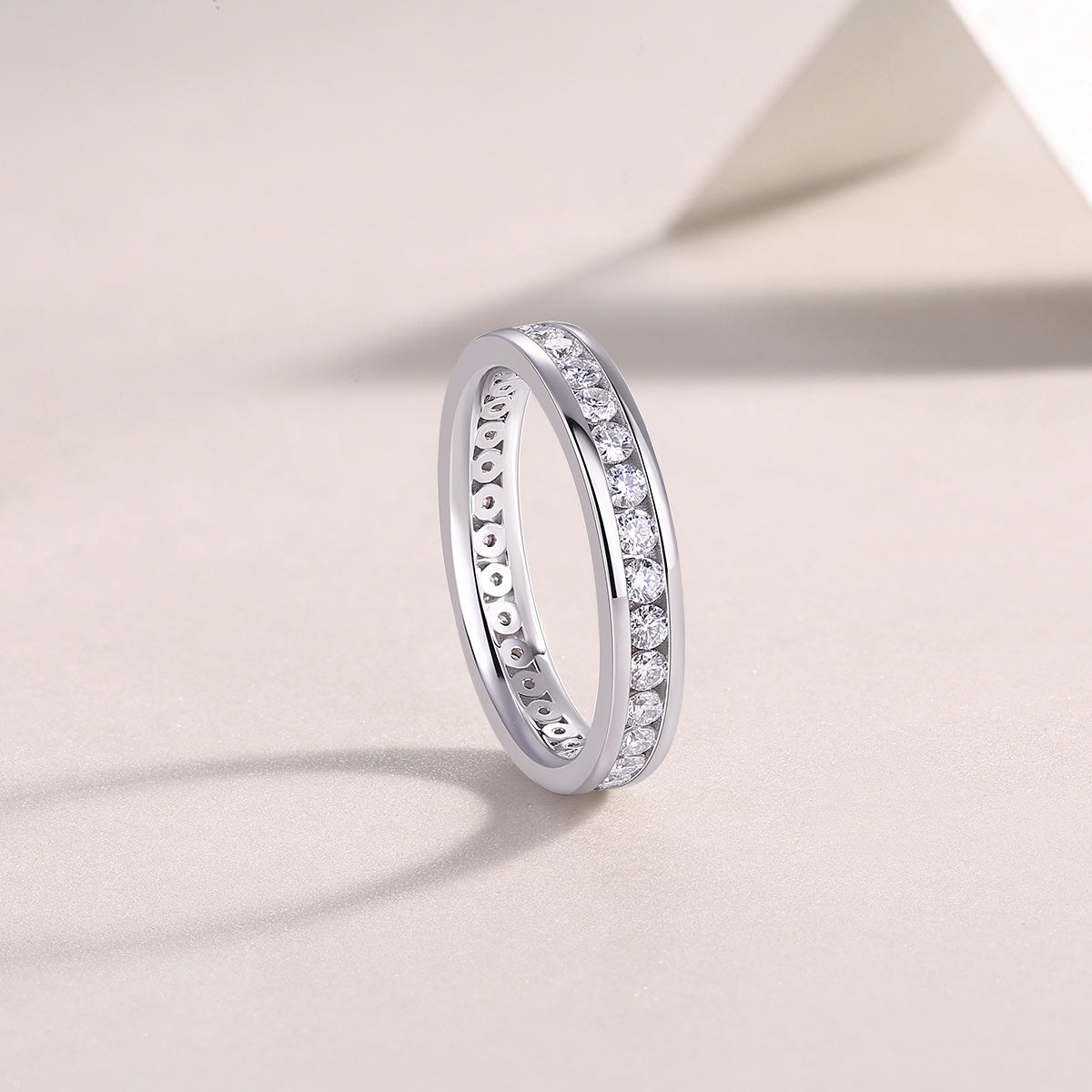 Jaqueline Silver and Moissanite Pave Ring