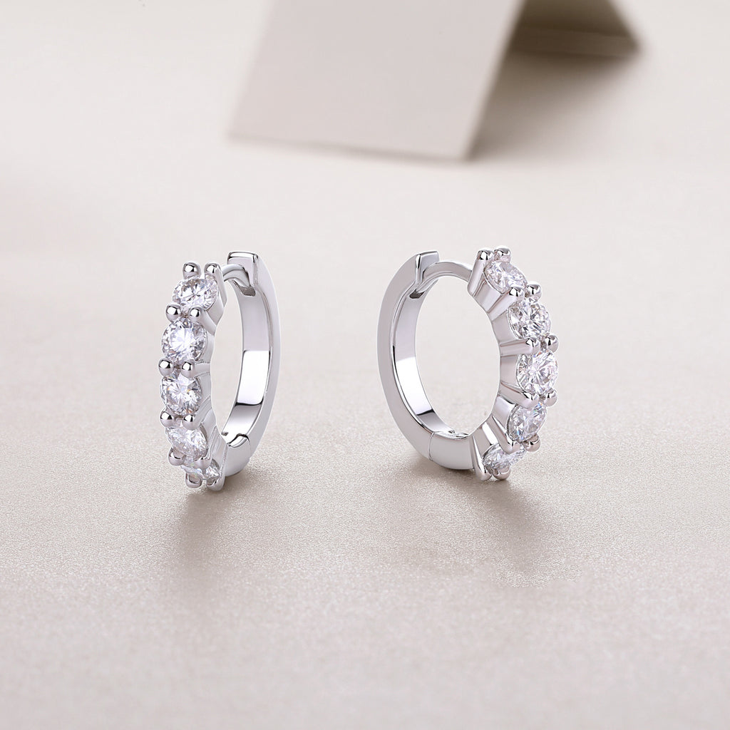Katherine Silver and Moissanite Huggie Earrings