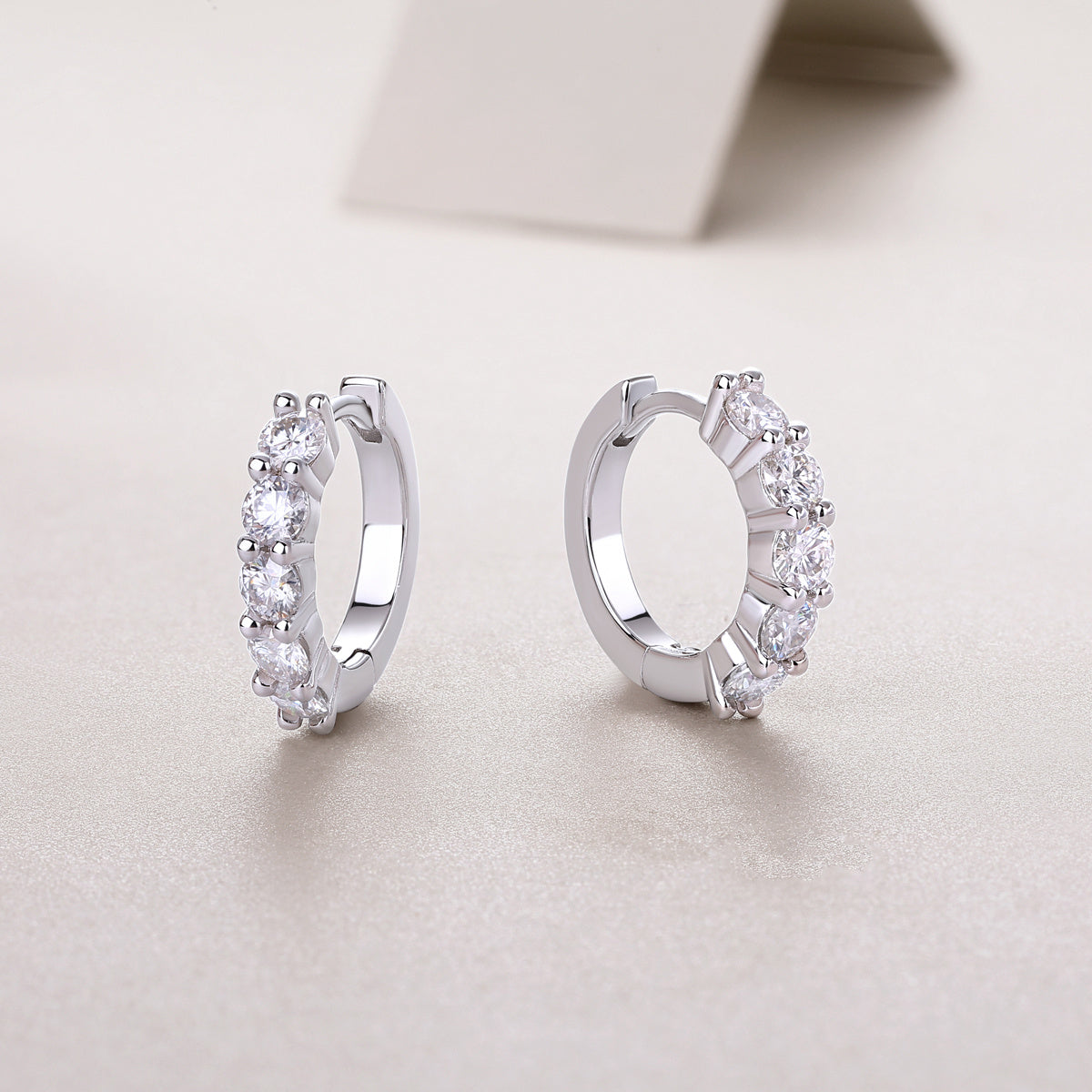 Katherine Silver and Moissanite Huggie Earrings