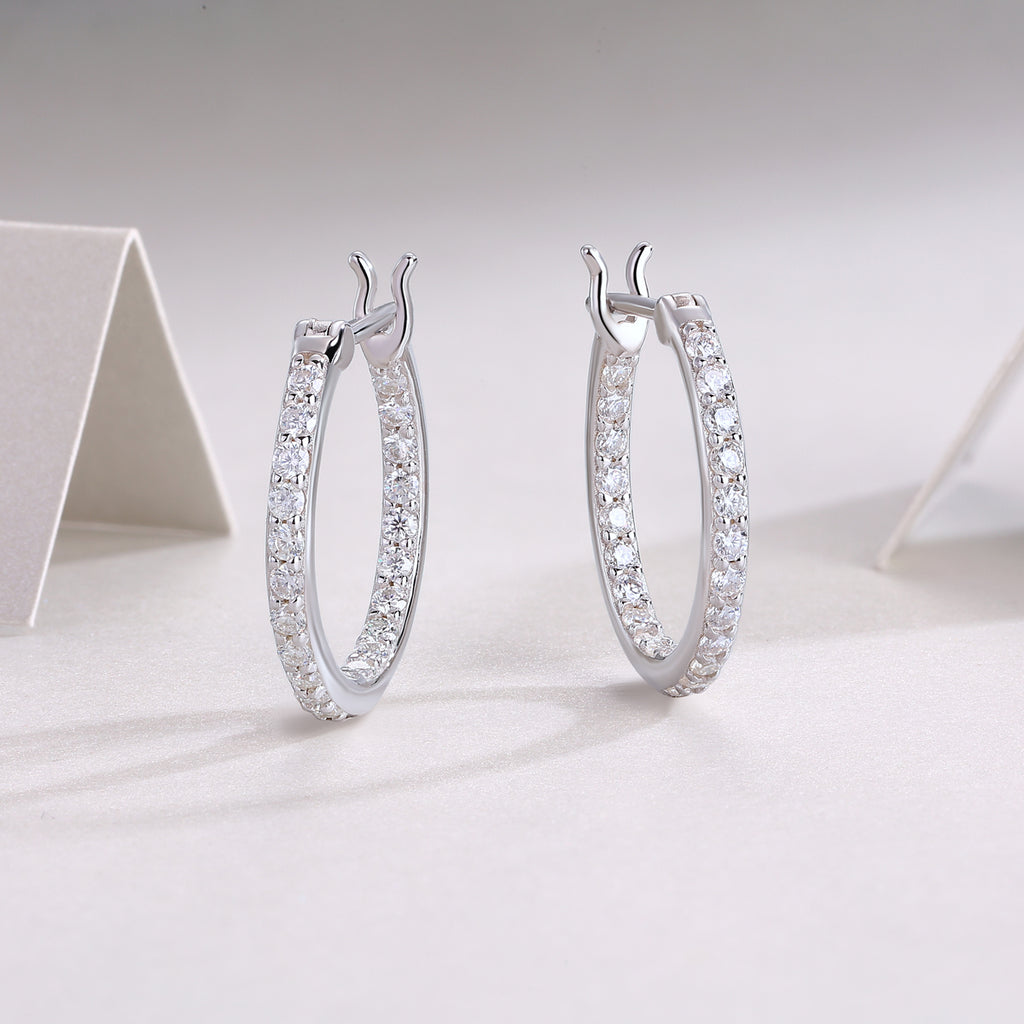 Dolce Sterling Silver and Moissanite Hoop Earrings