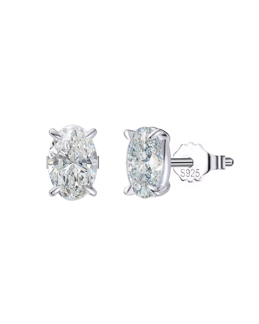 Samara Sterling Silver and Moissanite Radiant Oval Stud Earrings