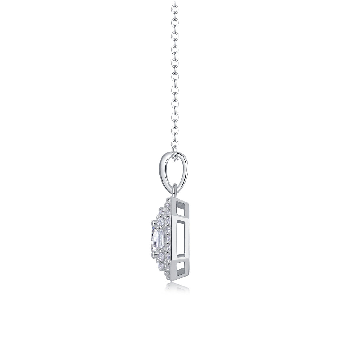 Cordelia Silver and Moissanite Pendant Necklace