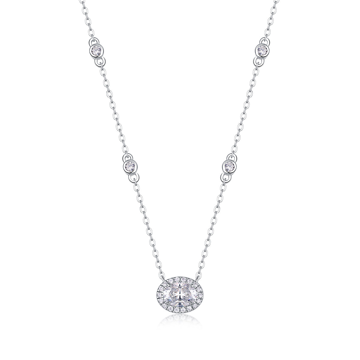 Antionette Sterling Silver and Moissanite Pendant Necklace