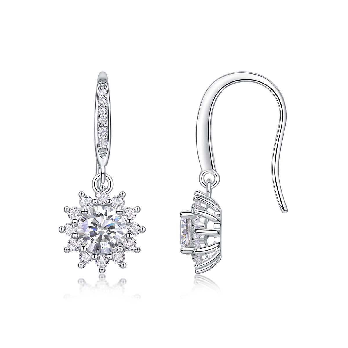 Allegra Sterling Silver and Moissanite Floral Earrings