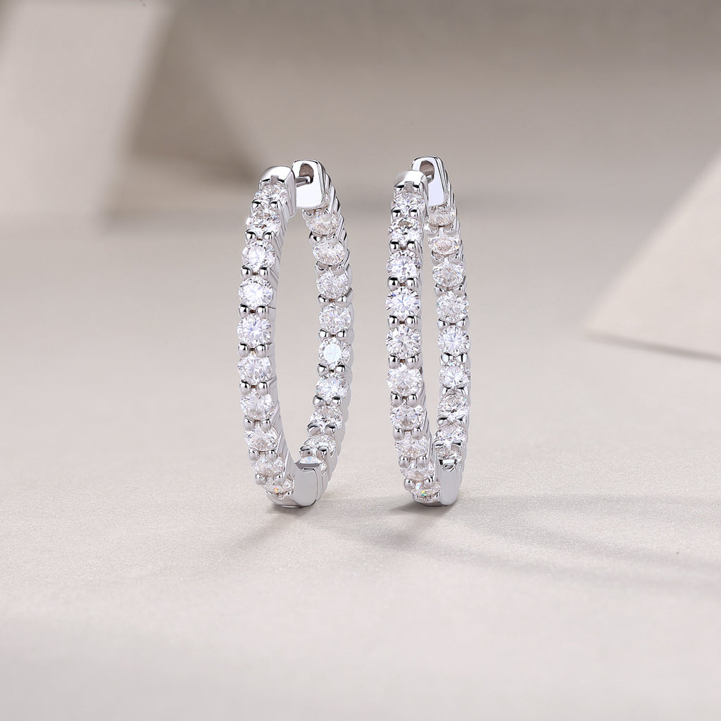 Dianne Silver and Moissanite Hoop Earrings
