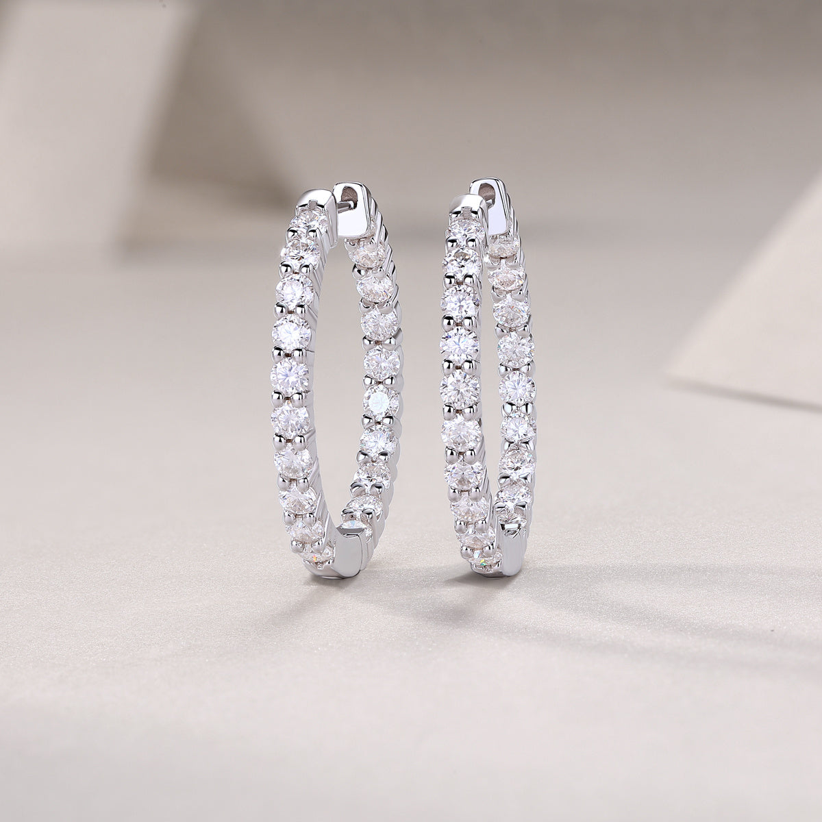 Dianne Silver and Moissanite Hoop Earrings