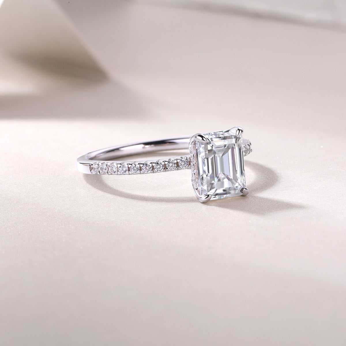 Madeleine Emerald Cut Moissanite Ring