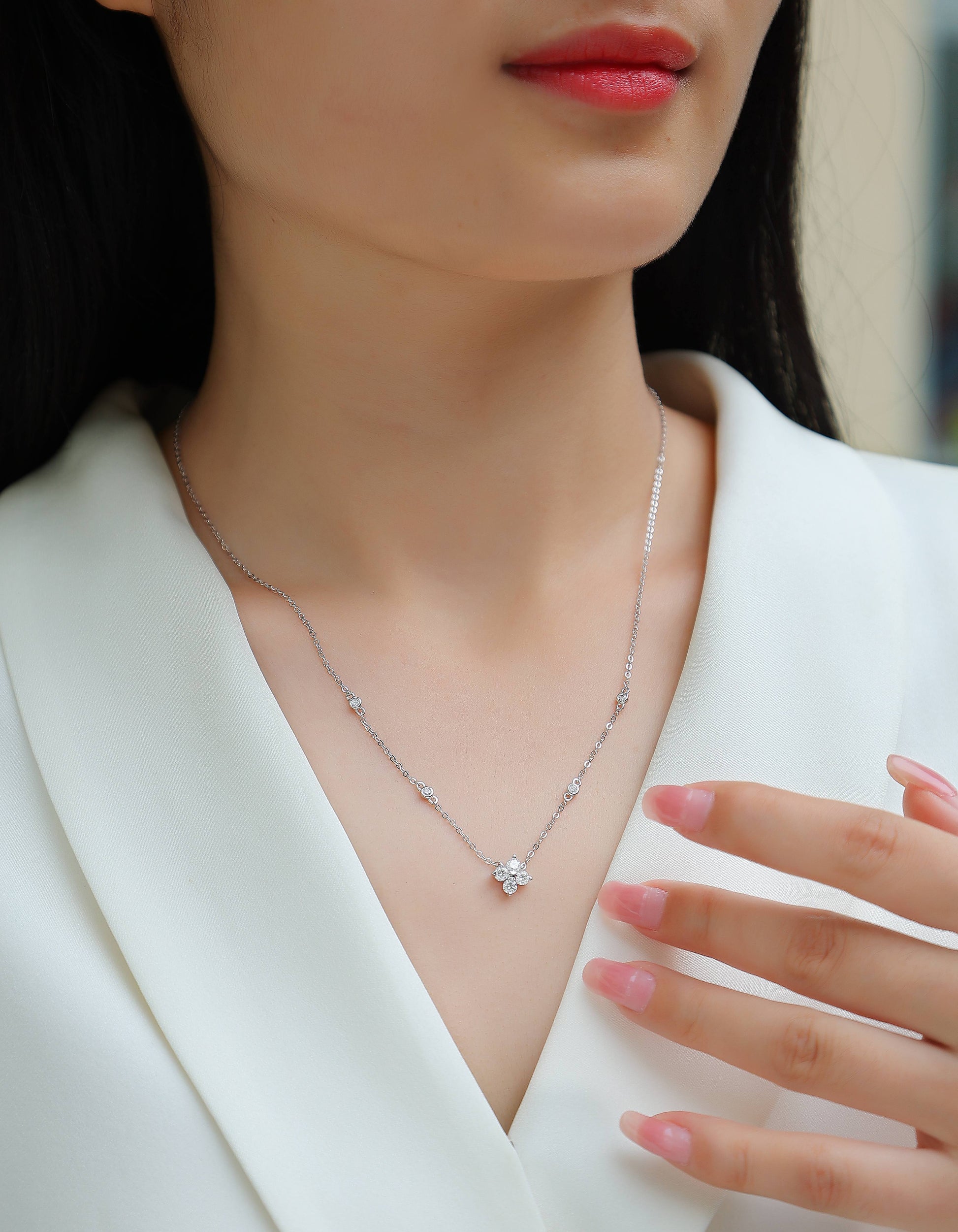 Claudette Sterling Silver and Moissanite Necklace