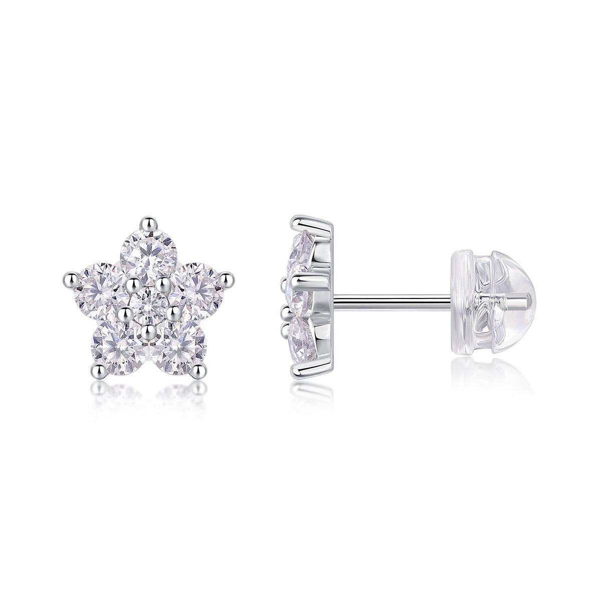 Paris Sterling Silver and Moissanite Studs