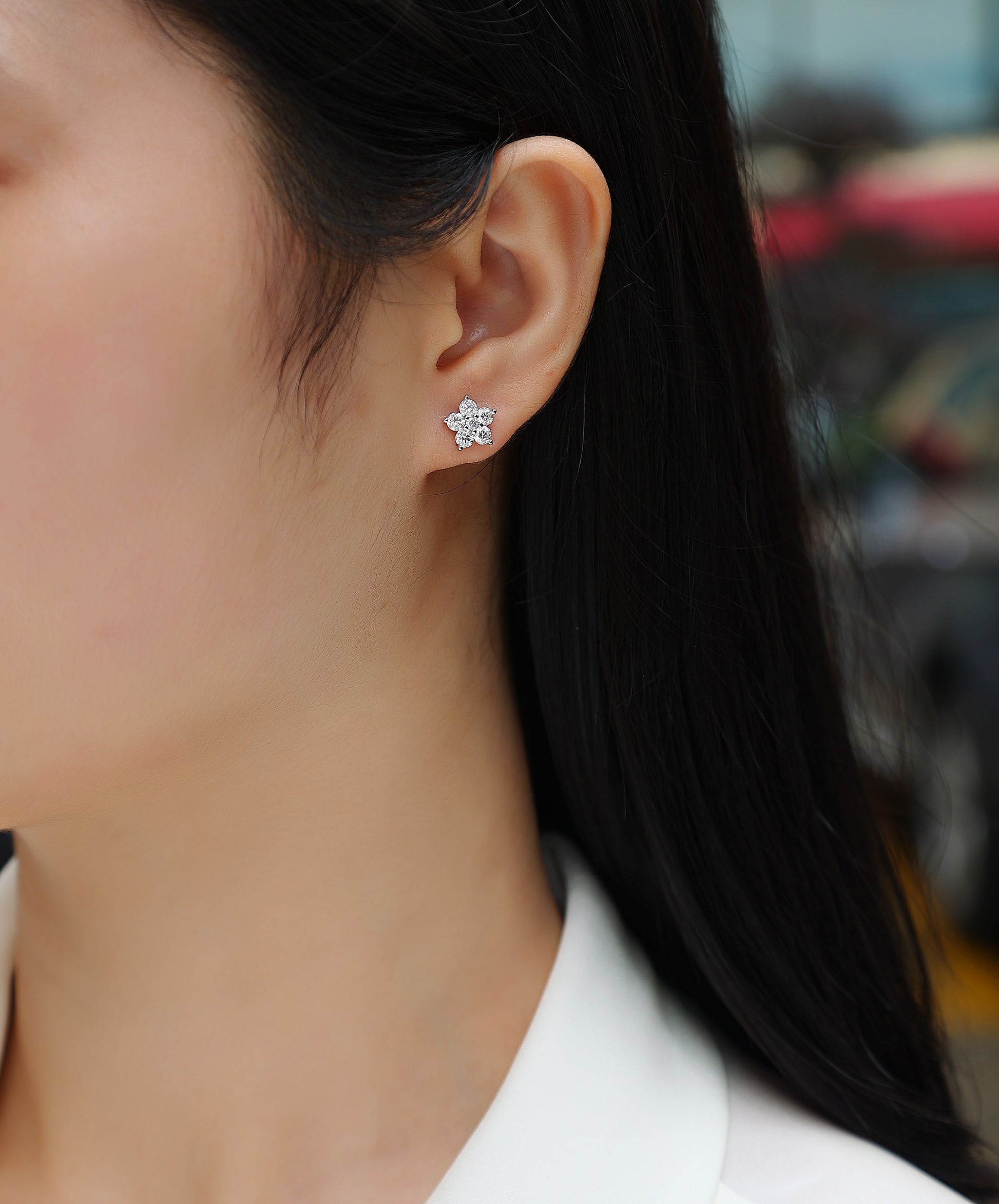 Paris Sterling Silver and Moissanite Studs