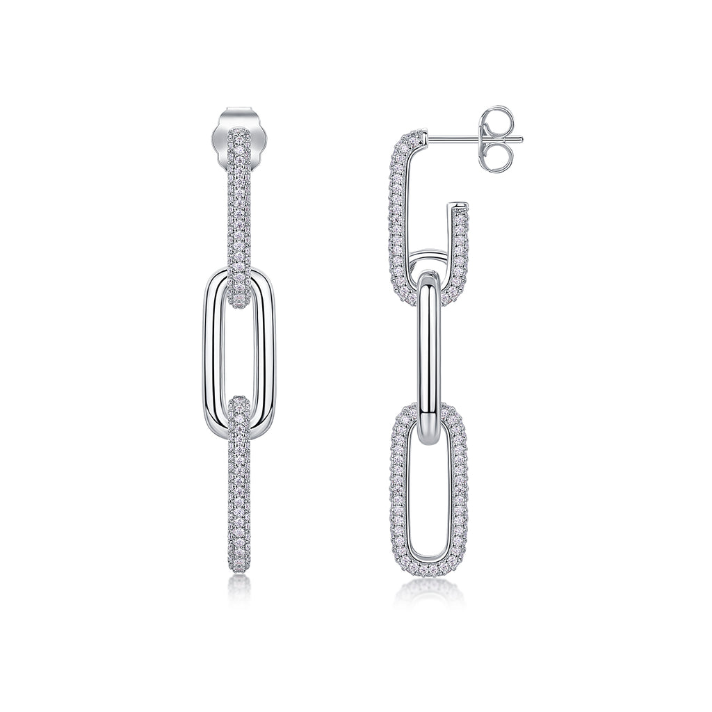 Alix Moissanite and Sterling Silver Pave Chain Earrings