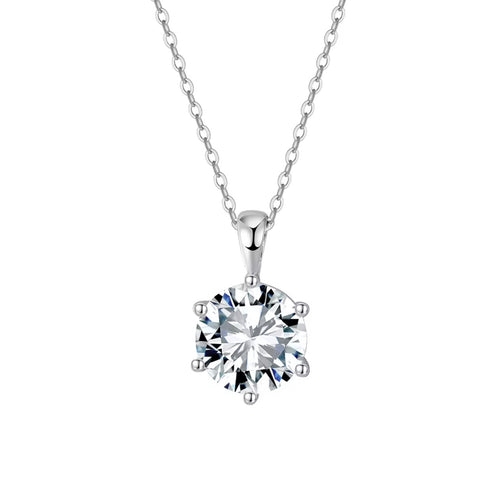 Alessia Sterling Silver and Moissanite Round Pendant Necklace