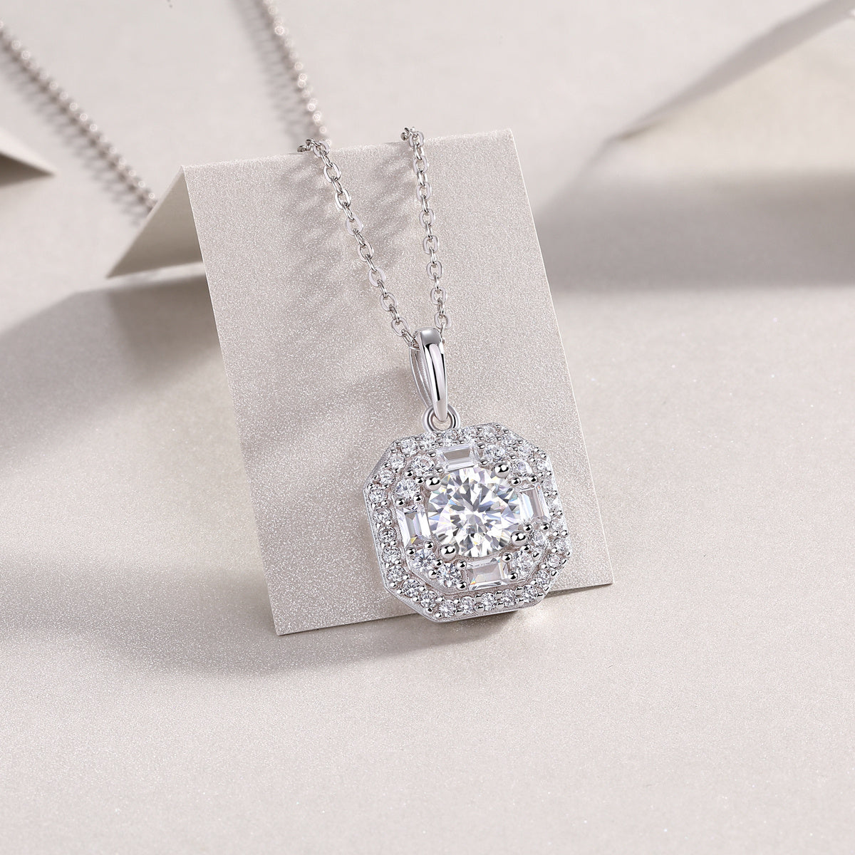 Cordelia Silver and Moissanite Pendant Necklace