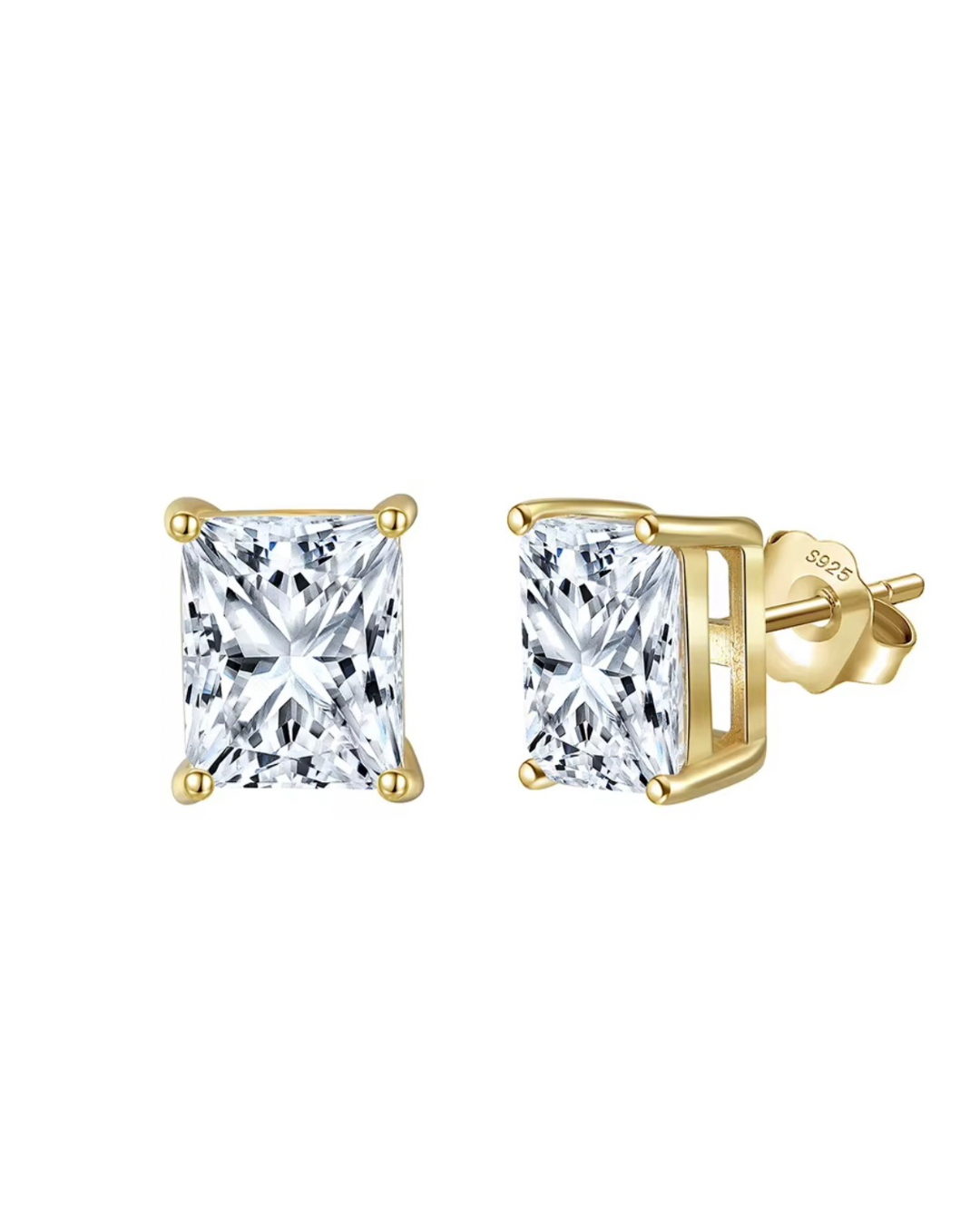 Amara Sterling Silver and Moissanite Radiant Cut Studs
