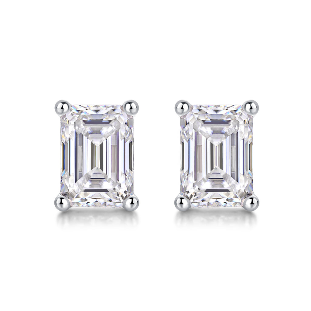 Evelina Silver and Moissanite Emerald Cut Earrings
