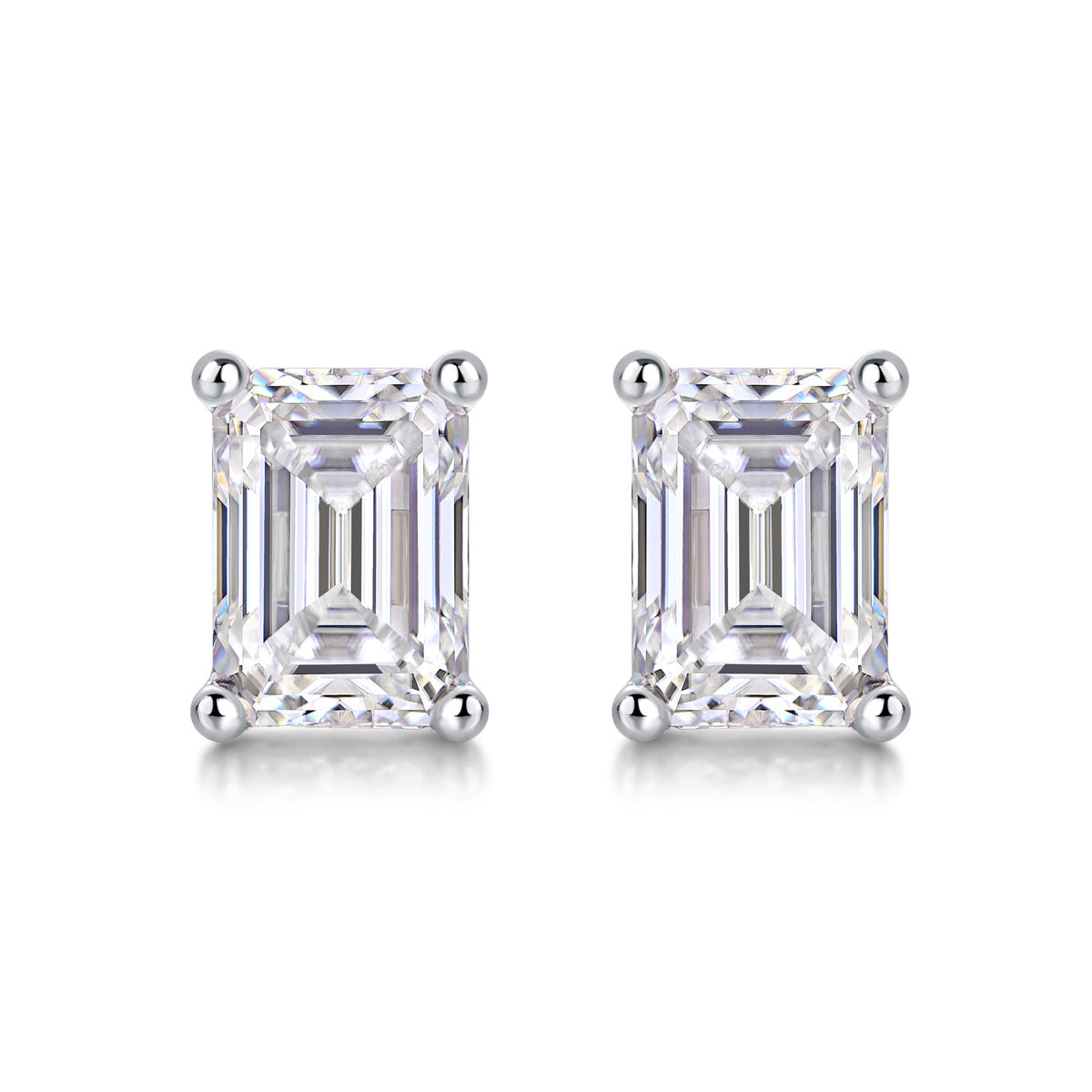 Evelina Silver and Moissanite Emerald Cut Earrings