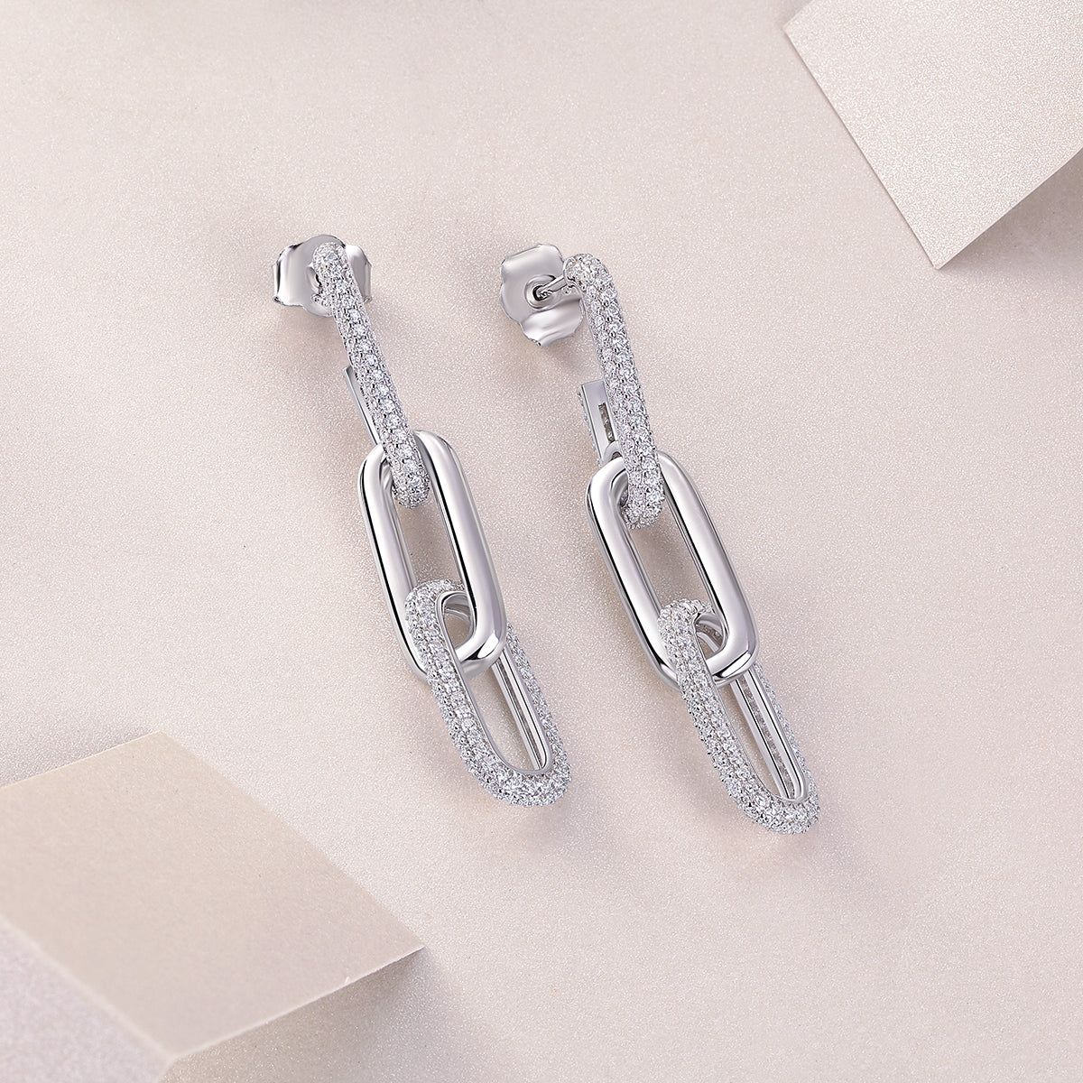 Alix Moissanite and Sterling Silver Pave Chain Earrings