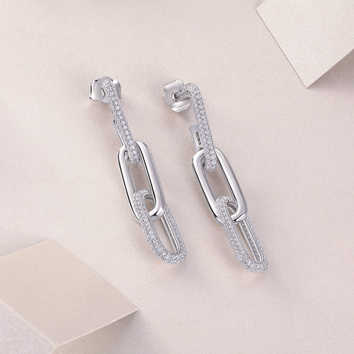 Alix Moissanite and Sterling Silver Pave Chain Earrings