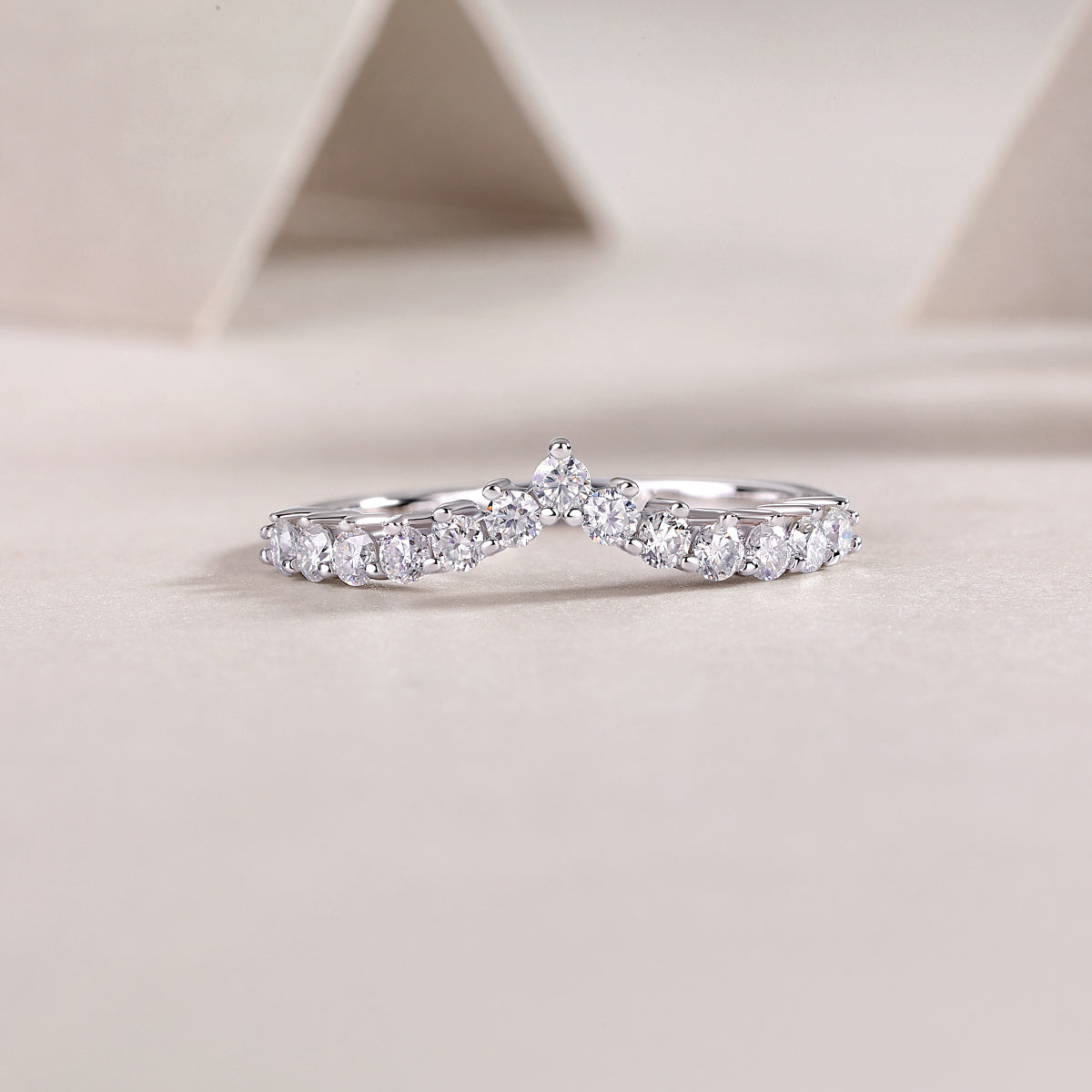 Caroline Silver and Moissanite Crown Ring