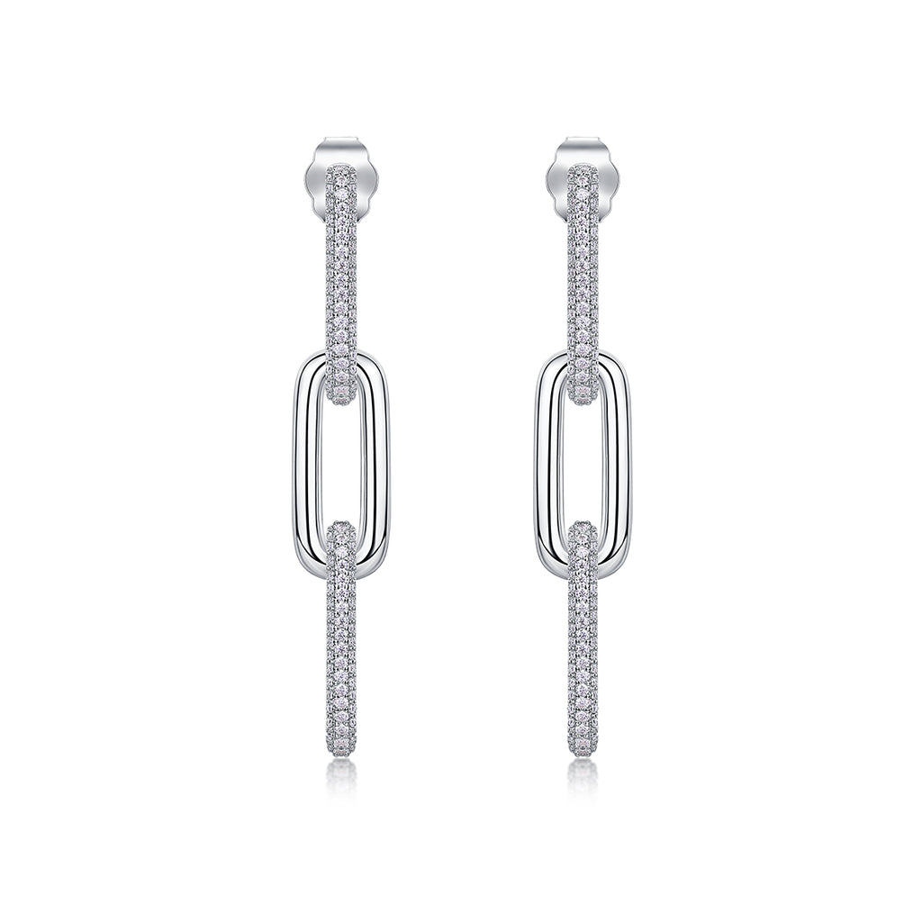 Alix Moissanite and Sterling Silver Pave Chain Earrings