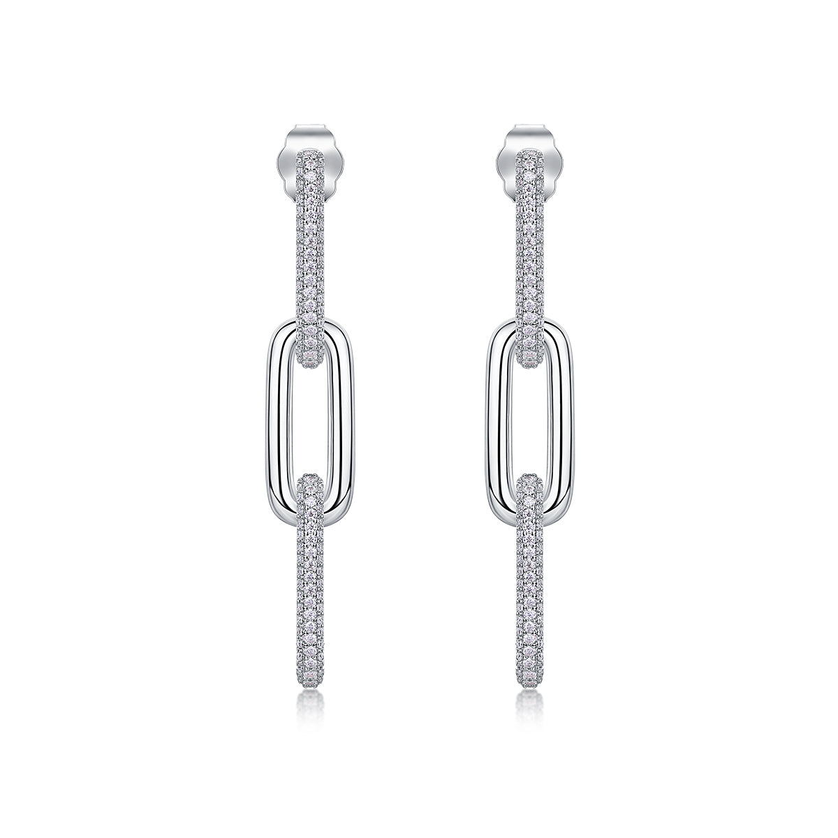Alix Moissanite and Sterling Silver Pave Chain Earrings