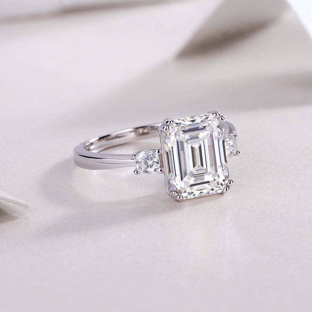 Eleanor Silver and Moissanite Three Stone Ring