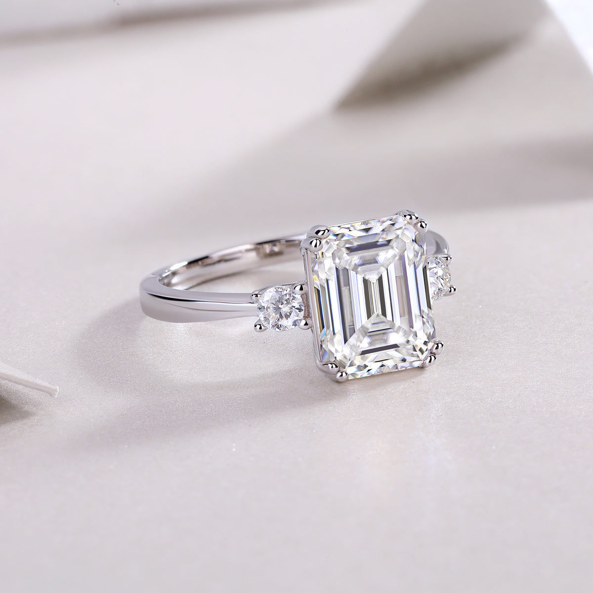 Eleanor Silver and Moissanite Three Stone Ring