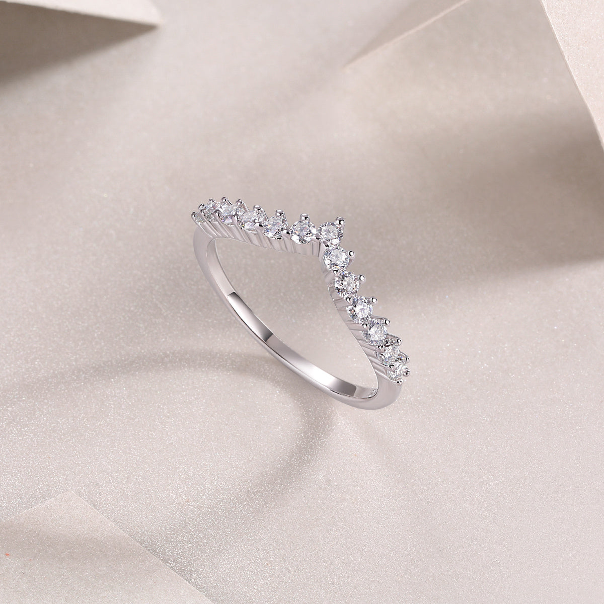 Caroline Silver and Moissanite Crown Ring