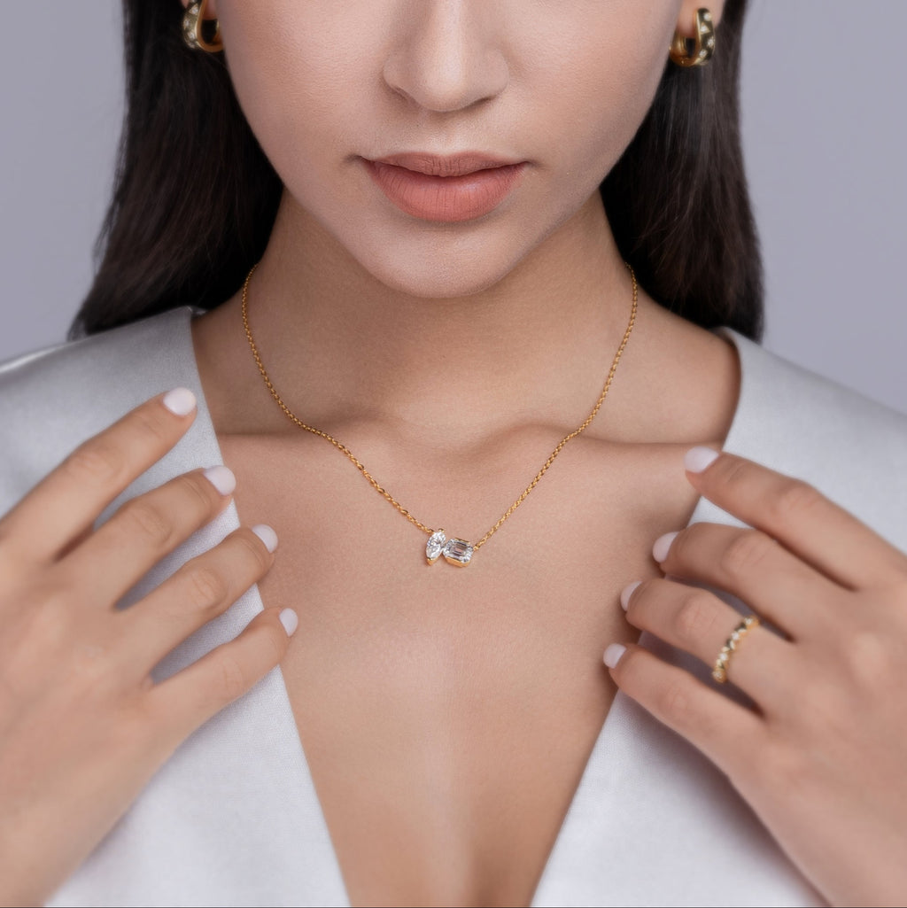 Gabriella  Double Stone Moissanite Necklace