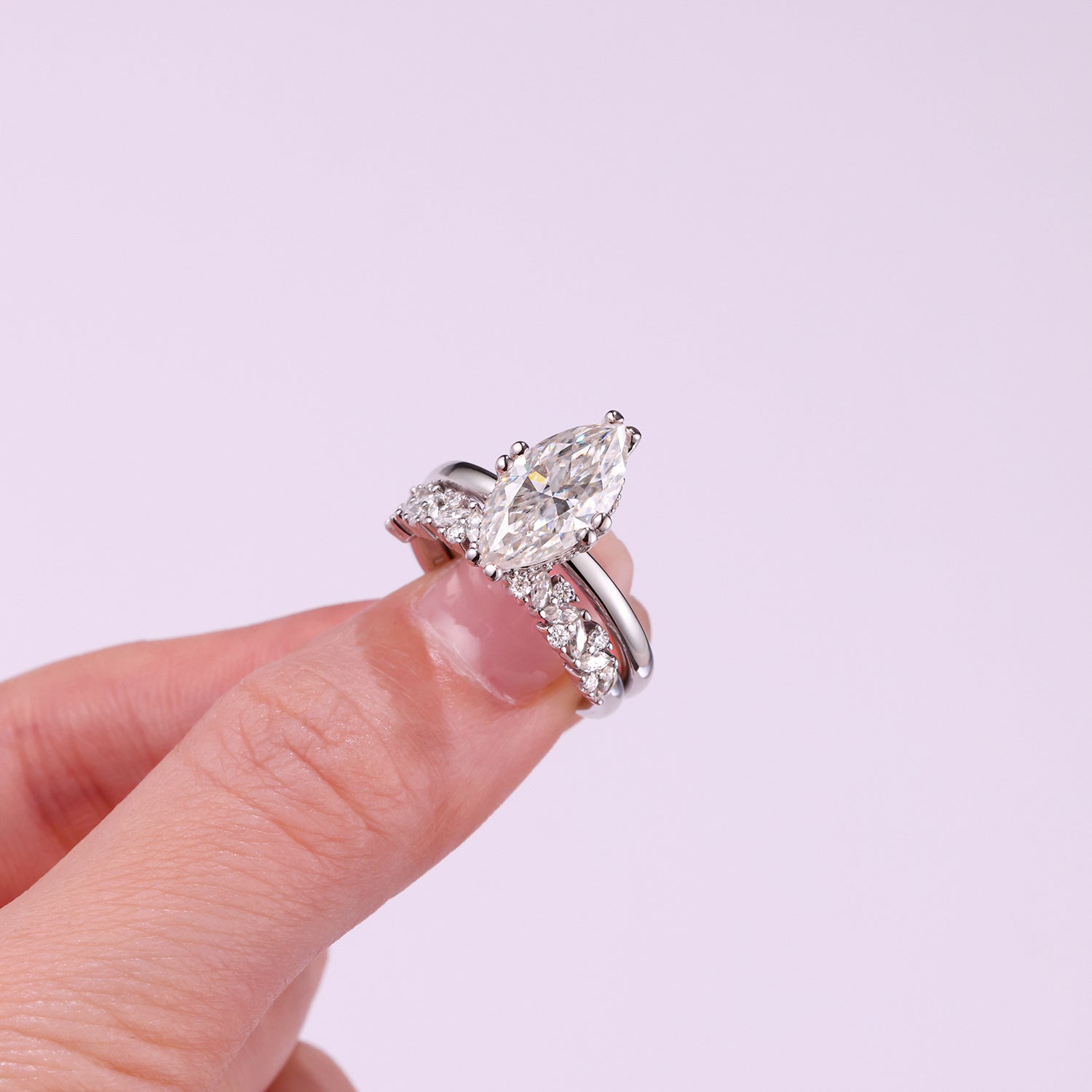 Lucienne Sterling Silver and Moissanite Ring Stack