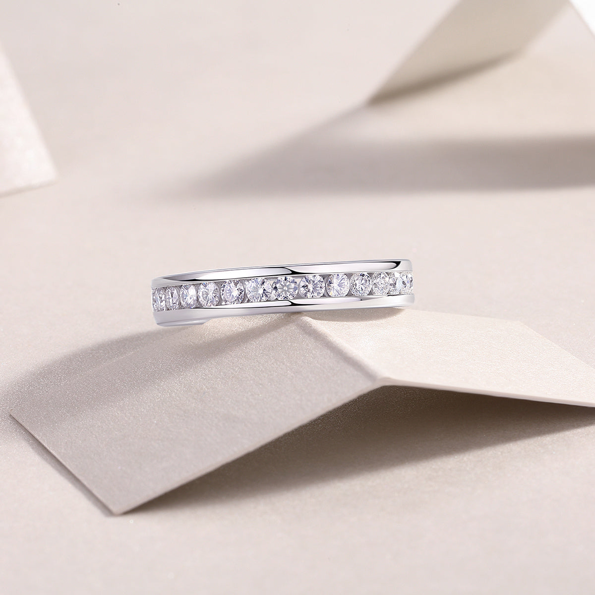 Jaqueline Silver and Moissanite Pave Ring