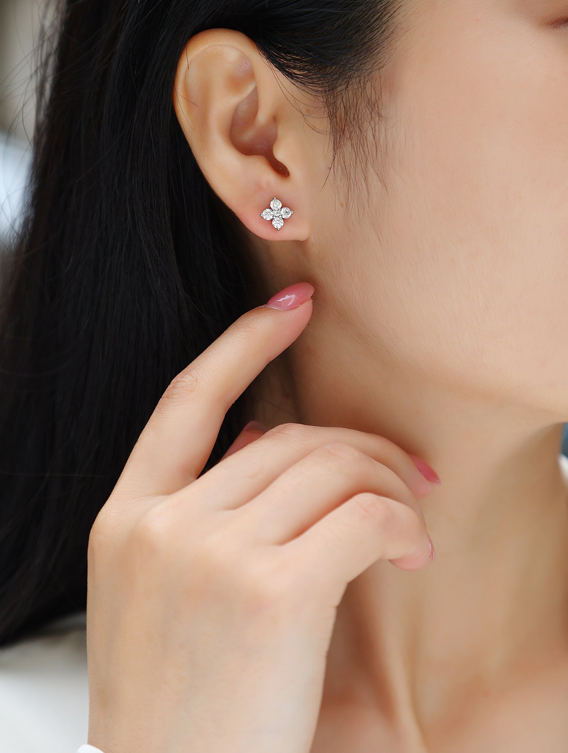 Karolina Sterling Silver and Moissanite Studs