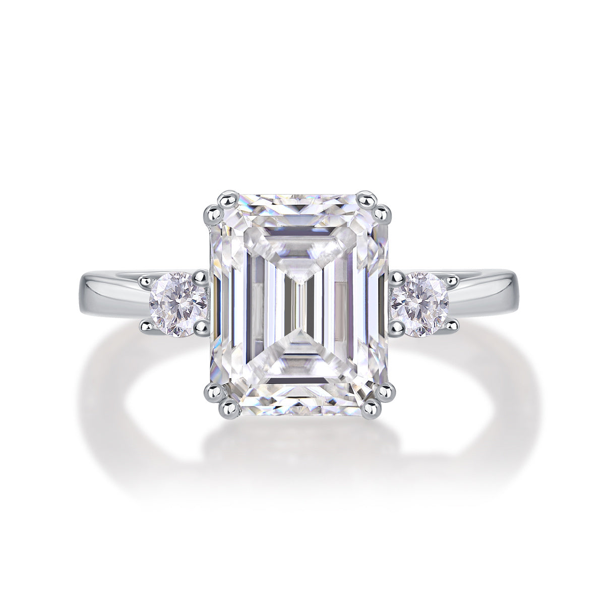 Eleanor Silver and Moissanite Three Stone Ring