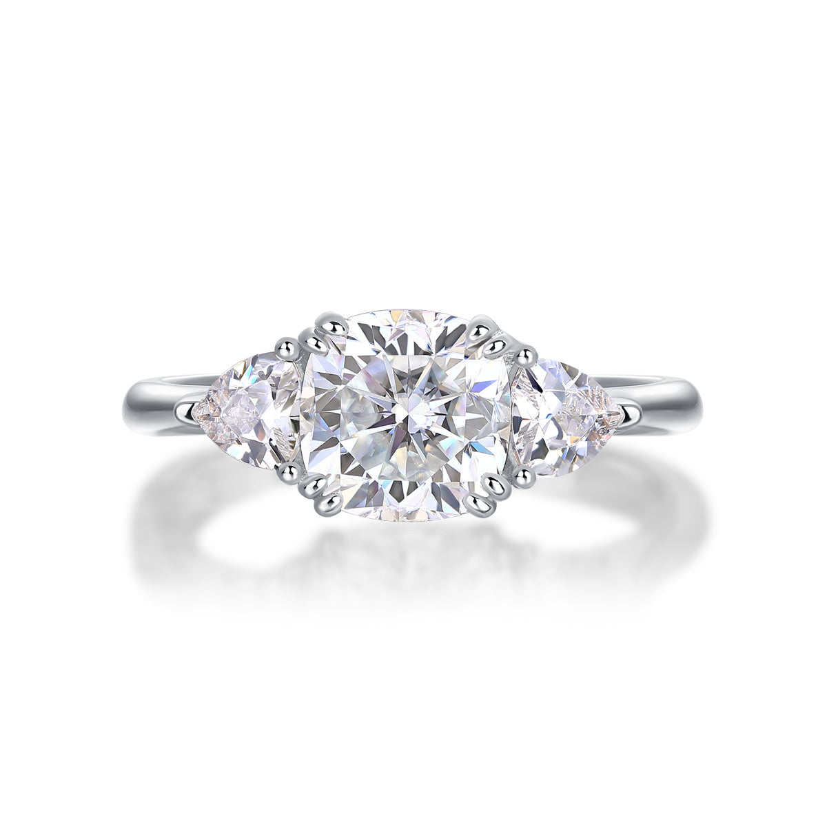 Aurélie Sterling Silver and Moissanite Three Stone Ring