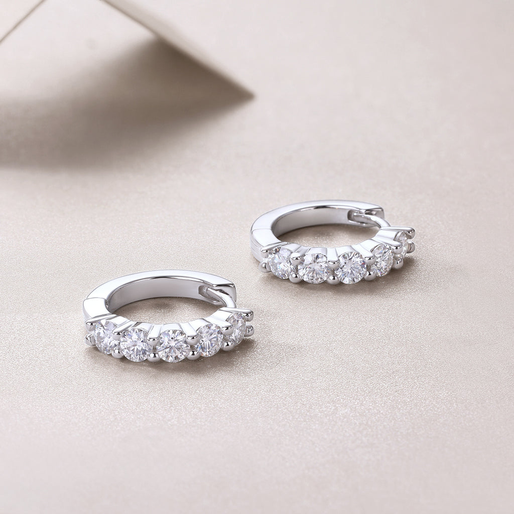 Katherine Silver and Moissanite Huggie Earrings