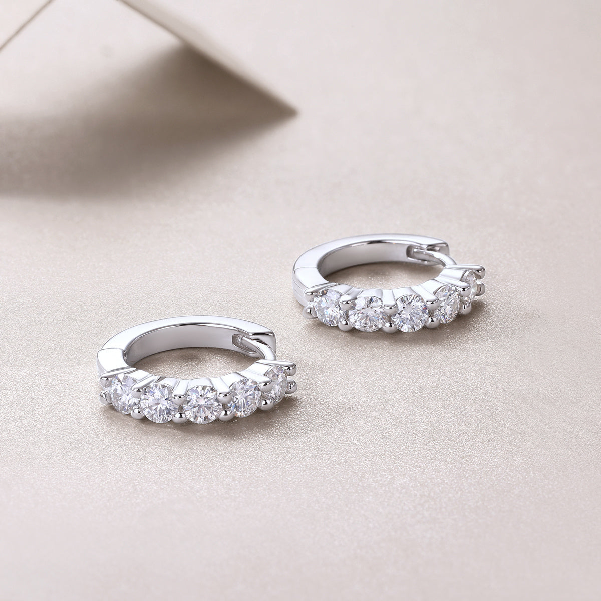 Katherine Silver and Moissanite Huggie Earrings
