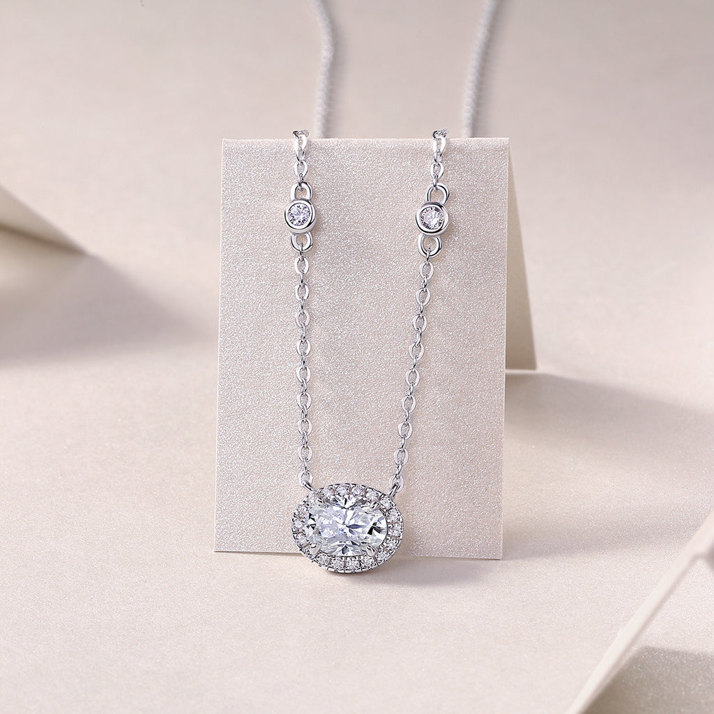 Antionette Sterling Silver and Moissanite Pendant Necklace