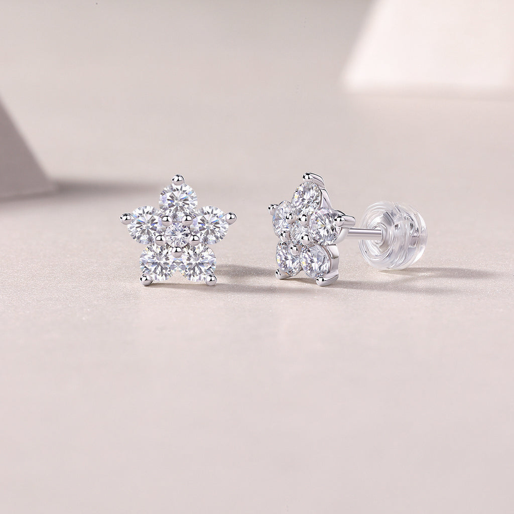 Paris Sterling Silver and Moissanite Studs