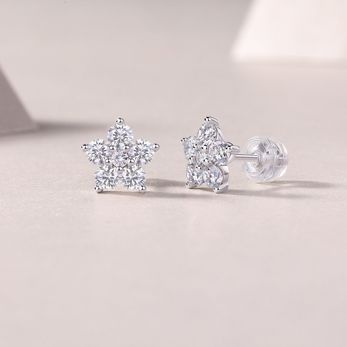 Paris Sterling Silver and Moissanite Studs