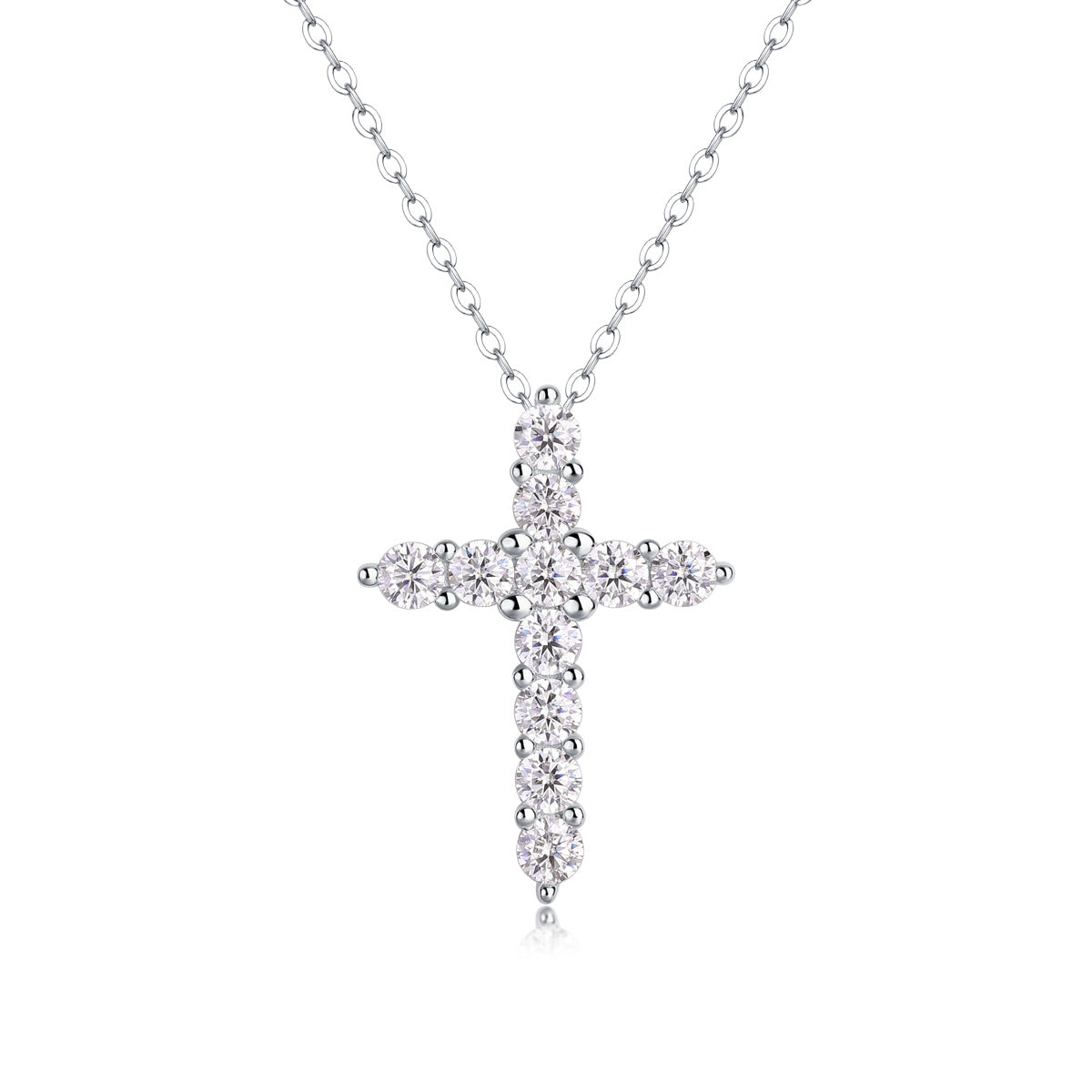 Grace Silver and Moissanite Cross Pendant Necklace