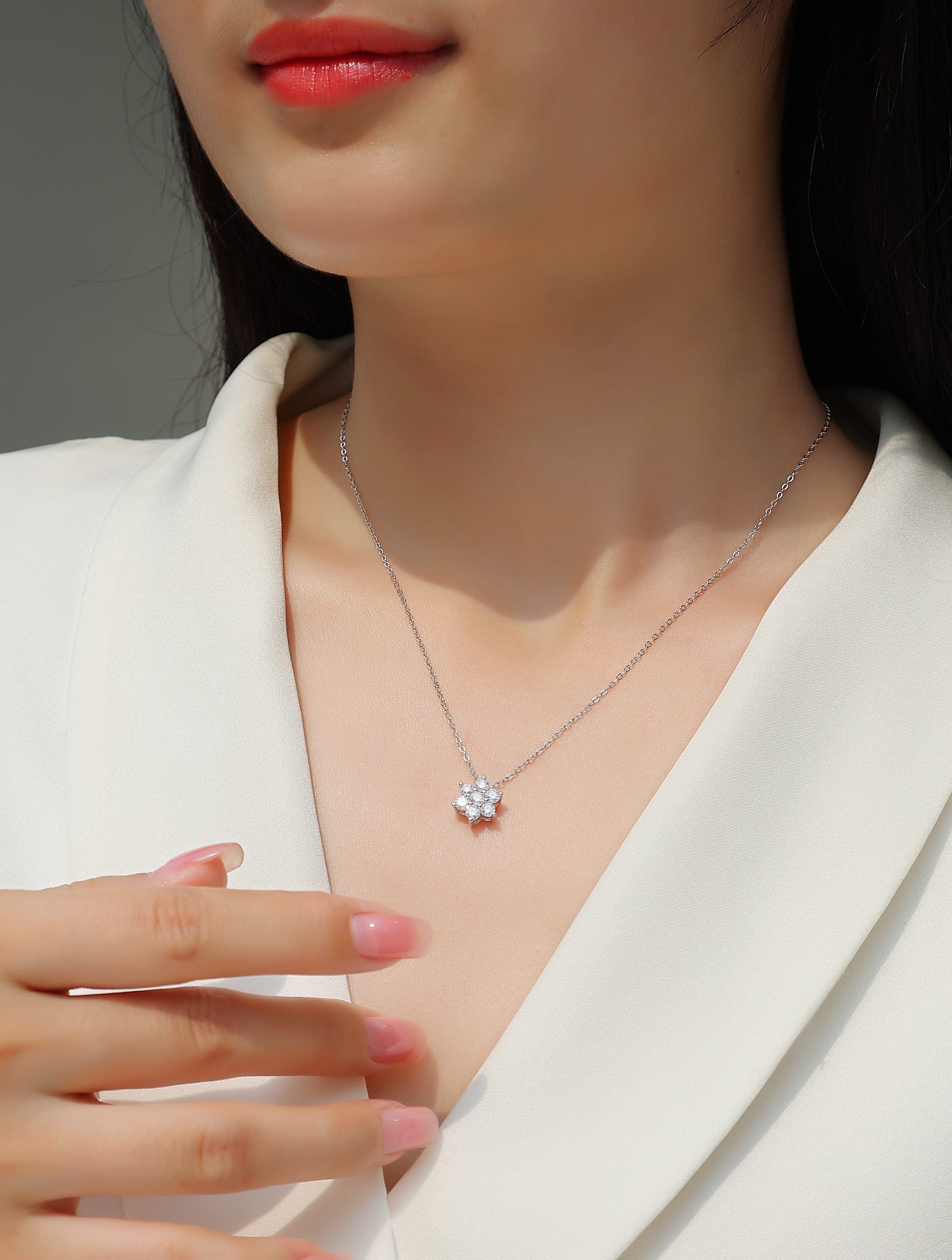 Annalise Sterling Silver and Moissanite Necklace