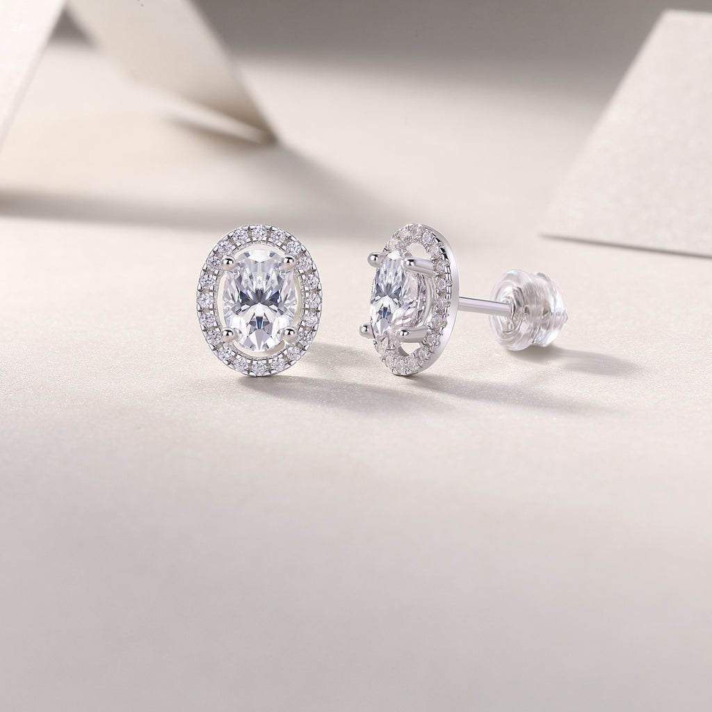 Antoinette Sterling Silver and Moissanite Stud Earrings