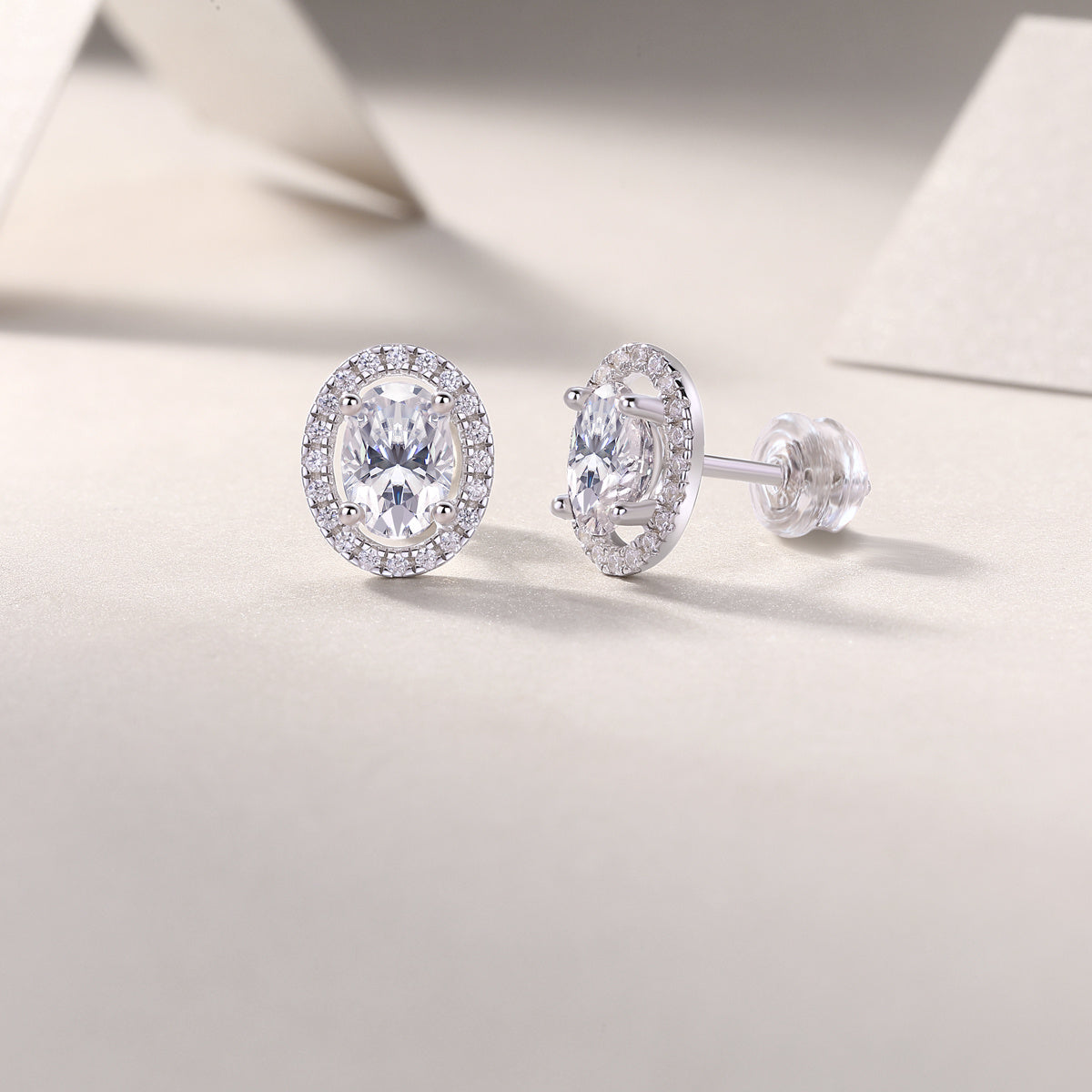 Antoinette Sterling Silver and Moissanite Stud Earrings