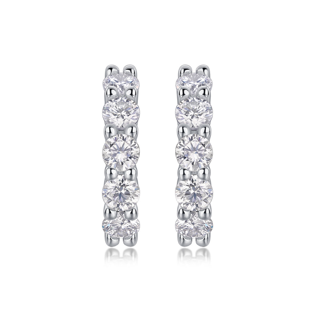 Katherine Silver and Moissanite Huggie Earrings